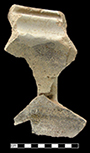 North Devon gravel tempered earthenware storage jar. Glazed interior and unglazed exterior. Two pulled strap handles. Approximately 7.5” rim diameter. Vessel 22, Lots 720, 753, 778, 790, 792, 798, 825, 827, 828, 829, 831.